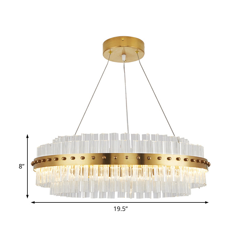 19.5"/23.5"/27.5" W LED Living Room Ceiling Pendant Light Modernist Gold Chandelier with Dual-Layered Clear Glass Shade Clearhalo 'Ceiling Lights' 'Chandeliers' 'Modern Chandeliers' 'Modern' Lighting' 225179