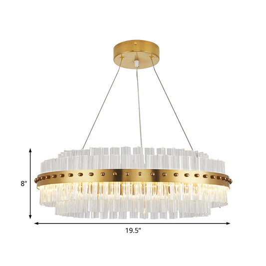 19.5"/23.5"/27.5" W LED Living Room Ceiling Pendant Light Modernist Gold Chandelier with Dual-Layered Clear Glass Shade Clearhalo 'Ceiling Lights' 'Chandeliers' 'Modern Chandeliers' 'Modern' Lighting' 225179