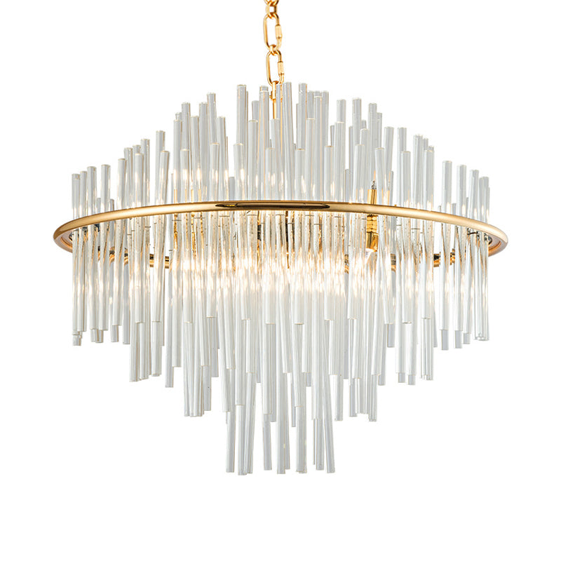 Crystal 4 Tiers Chandelier Pendant Light 19.5"/23.5"/31.5" Wide Traditional 8/12/16 Lights Gold Ceiling Lamp Clearhalo 'Ceiling Lights' 'Chandeliers' 'Modern Chandeliers' 'Modern' Lighting' 225192