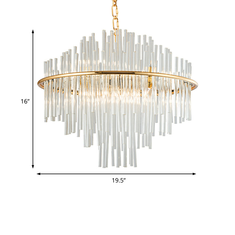 Crystal 4 Tiers Chandelier Pendant Light 19.5"/23.5"/31.5" Wide Traditional 8/12/16 Lights Gold Ceiling Lamp Clearhalo 'Ceiling Lights' 'Chandeliers' 'Modern Chandeliers' 'Modern' Lighting' 225193