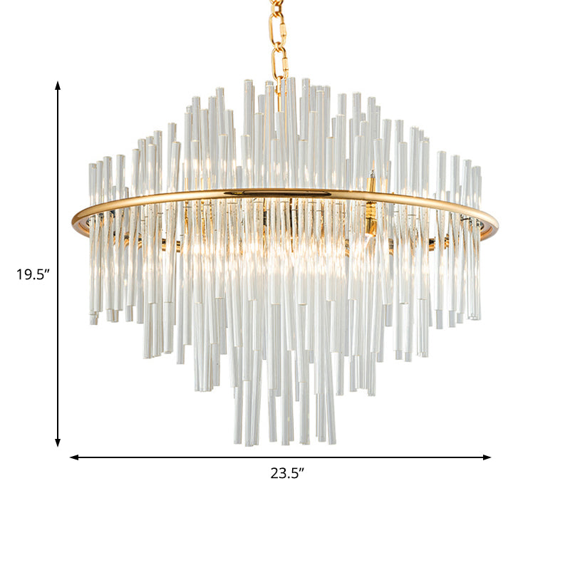 Crystal 4 Tiers Chandelier Pendant Light 19.5"/23.5"/31.5" Wide Traditional 8/12/16 Lights Gold Ceiling Lamp Clearhalo 'Ceiling Lights' 'Chandeliers' 'Modern Chandeliers' 'Modern' Lighting' 225194