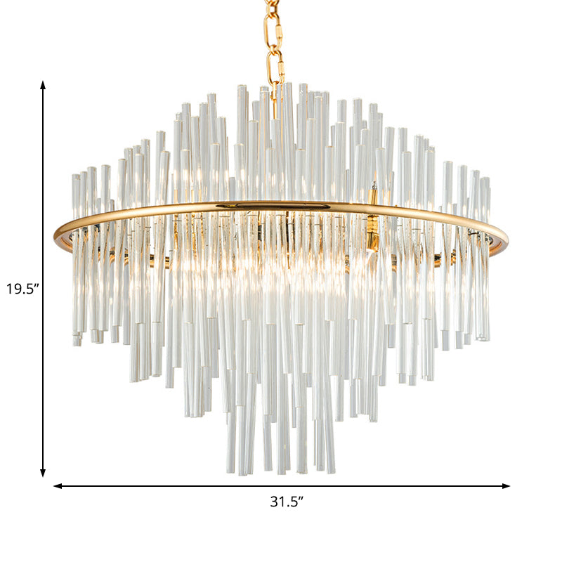 Crystal 4 Tiers Chandelier Pendant Light 19.5"/23.5"/31.5" Wide Traditional 8/12/16 Lights Gold Ceiling Lamp Clearhalo 'Ceiling Lights' 'Chandeliers' 'Modern Chandeliers' 'Modern' Lighting' 225195