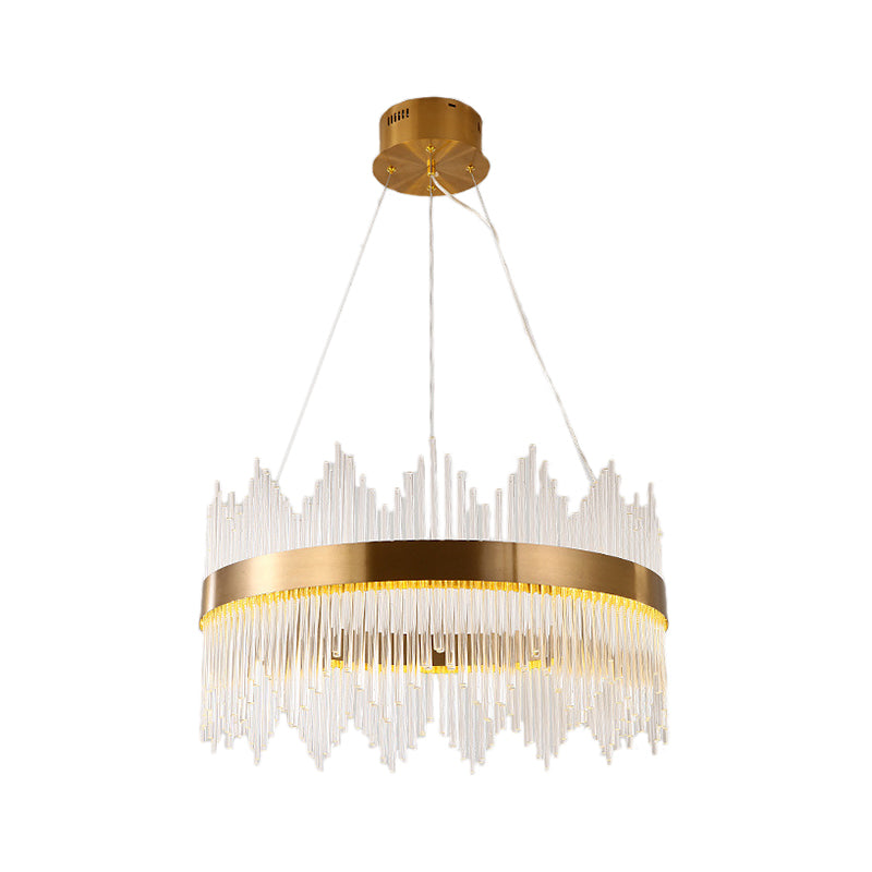 Adjustable Crystal Wavy Icicle Chandelier Lamp Simple 19.5"/23.5" W LED Gold Ceiling Light Fixture Clearhalo 'Ceiling Lights' 'Chandeliers' 'Modern Chandeliers' 'Modern' Lighting' 225210