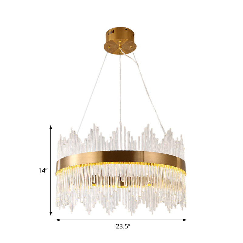 Adjustable Crystal Wavy Icicle Chandelier Lamp Simple 19.5"/23.5" W LED Gold Ceiling Light Fixture Clearhalo 'Ceiling Lights' 'Chandeliers' 'Modern Chandeliers' 'Modern' Lighting' 225211