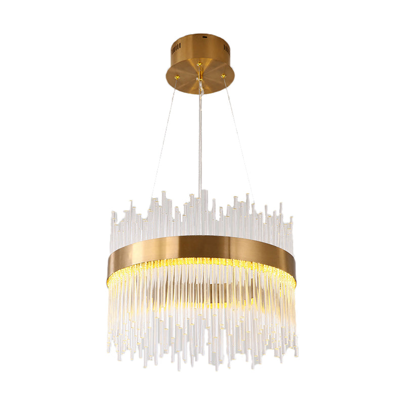 Adjustable Crystal Wavy Icicle Chandelier Lamp Simple 19.5"/23.5" W LED Gold Ceiling Light Fixture Clearhalo 'Ceiling Lights' 'Chandeliers' 'Modern Chandeliers' 'Modern' Lighting' 225214