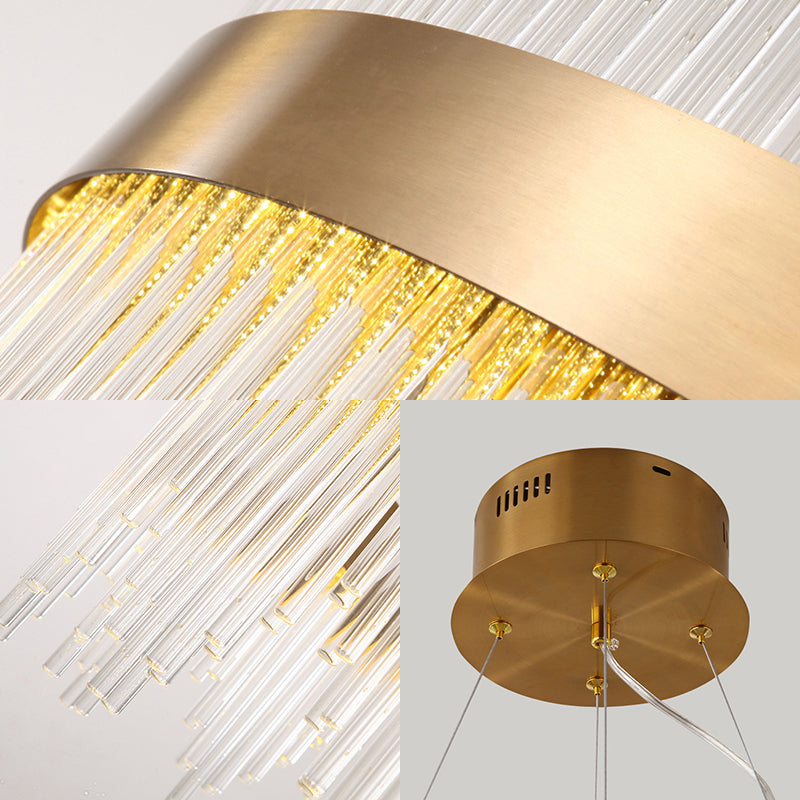 Adjustable Crystal Wavy Icicle Chandelier Lamp Simple 19.5"/23.5" W LED Gold Ceiling Light Fixture Clearhalo 'Ceiling Lights' 'Chandeliers' 'Modern Chandeliers' 'Modern' Lighting' 225216