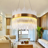 Adjustable Crystal Wavy Icicle Chandelier Lamp Simple 19.5"/23.5" W LED Gold Ceiling Light Fixture Clearhalo 'Ceiling Lights' 'Chandeliers' 'Modern Chandeliers' 'Modern' Lighting' 225218