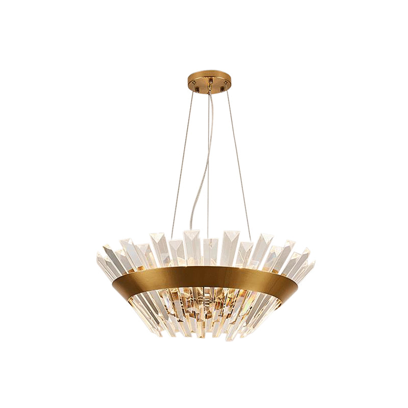 7"/14" H Crystal Tapered Icicle Chandelier Light Fixture Transitional 9-Light Gold Hanging Pendant Light Clearhalo 'Ceiling Lights' 'Chandeliers' 'Modern Chandeliers' 'Modern' Lighting' 225256