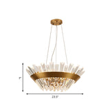 7"/14" H Crystal Tapered Icicle Chandelier Light Fixture Transitional 9-Light Gold Hanging Pendant Light Clearhalo 'Ceiling Lights' 'Chandeliers' 'Modern Chandeliers' 'Modern' Lighting' 225257