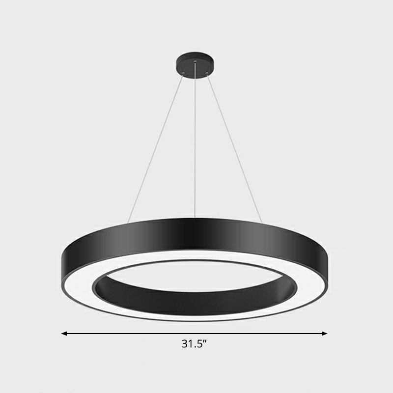 Modern Geometric LED Ceiling Lighting Acrylic Office Chandelier Light Fixture in Black Black 31.5" Round Clearhalo 'Ceiling Lights' 'Chandeliers' 'Modern Chandeliers' 'Modern' Lighting' 2252814