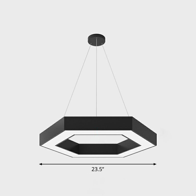 Modern Geometric LED Ceiling Lighting Acrylic Office Chandelier Light Fixture in Black Black 23.5" Hexagon Clearhalo 'Ceiling Lights' 'Chandeliers' 'Modern Chandeliers' 'Modern' Lighting' 2252818