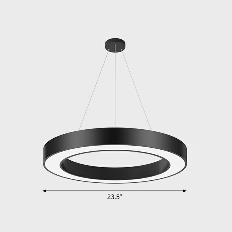 Modern Geometric LED Ceiling Lighting Acrylic Office Chandelier Light Fixture in Black Black 23.5" Round Clearhalo 'Ceiling Lights' 'Chandeliers' 'Modern Chandeliers' 'Modern' Lighting' 2252819