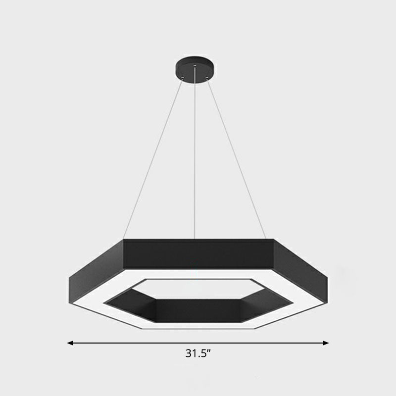 Modern Geometric LED Ceiling Lighting Acrylic Office Chandelier Light Fixture in Black Black 31.5" Hexagon Clearhalo 'Ceiling Lights' 'Chandeliers' 'Modern Chandeliers' 'Modern' Lighting' 2252820