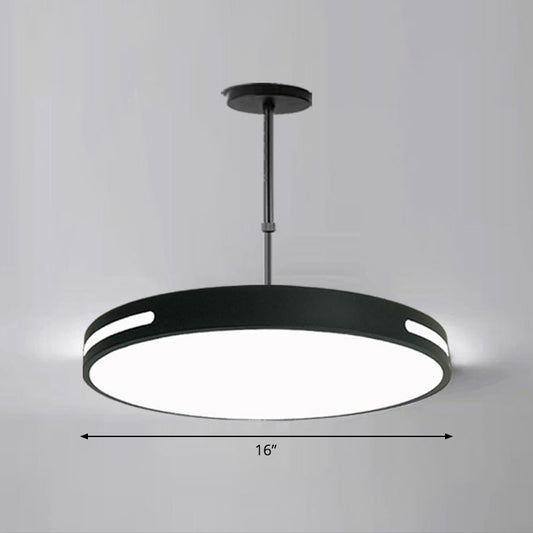 Circular Meeting Room Chandelier Light Acrylic Simplicity LED Pendant Light Fixture Black 16" White Clearhalo 'Ceiling Lights' 'Chandeliers' 'Modern Chandeliers' 'Modern' Lighting' 2252831
