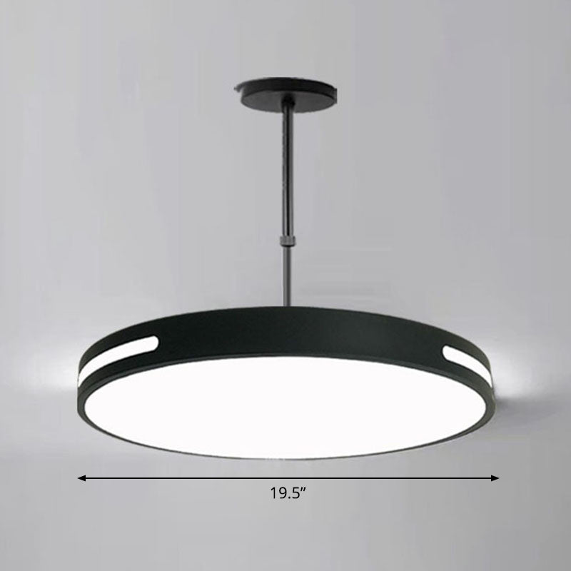 Circular Meeting Room Chandelier Light Acrylic Simplicity LED Pendant Light Fixture Black 19.5" White Clearhalo 'Ceiling Lights' 'Chandeliers' 'Modern Chandeliers' 'Modern' Lighting' 2252834
