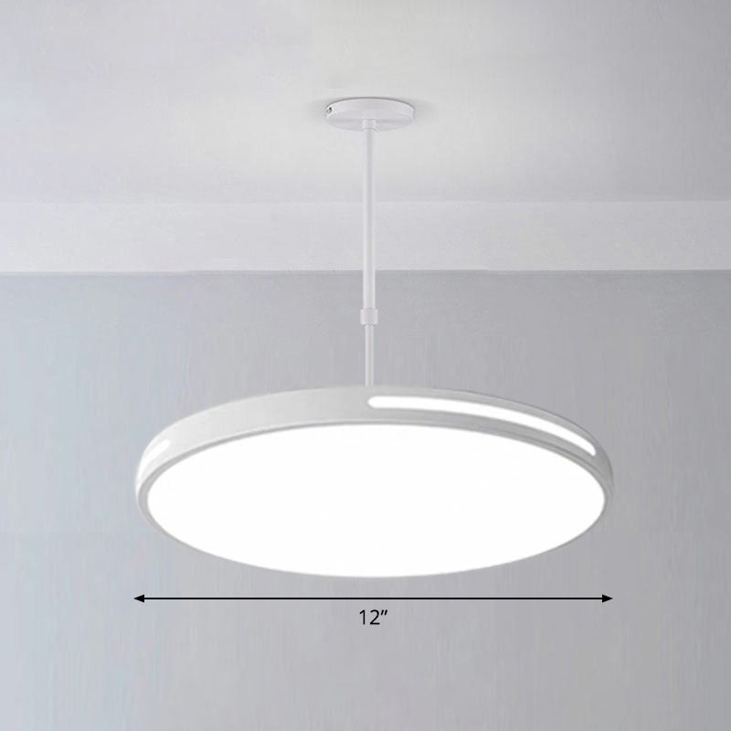 Circular Meeting Room Chandelier Light Acrylic Simplicity LED Pendant Light Fixture White 12" Third Gear Clearhalo 'Ceiling Lights' 'Chandeliers' 'Modern Chandeliers' 'Modern' Lighting' 2252839