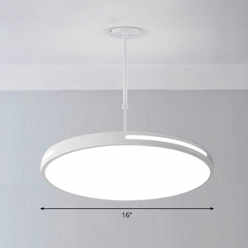 Circular Meeting Room Chandelier Light Acrylic Simplicity LED Pendant Light Fixture White 16" White Clearhalo 'Ceiling Lights' 'Chandeliers' 'Modern Chandeliers' 'Modern' Lighting' 2252843