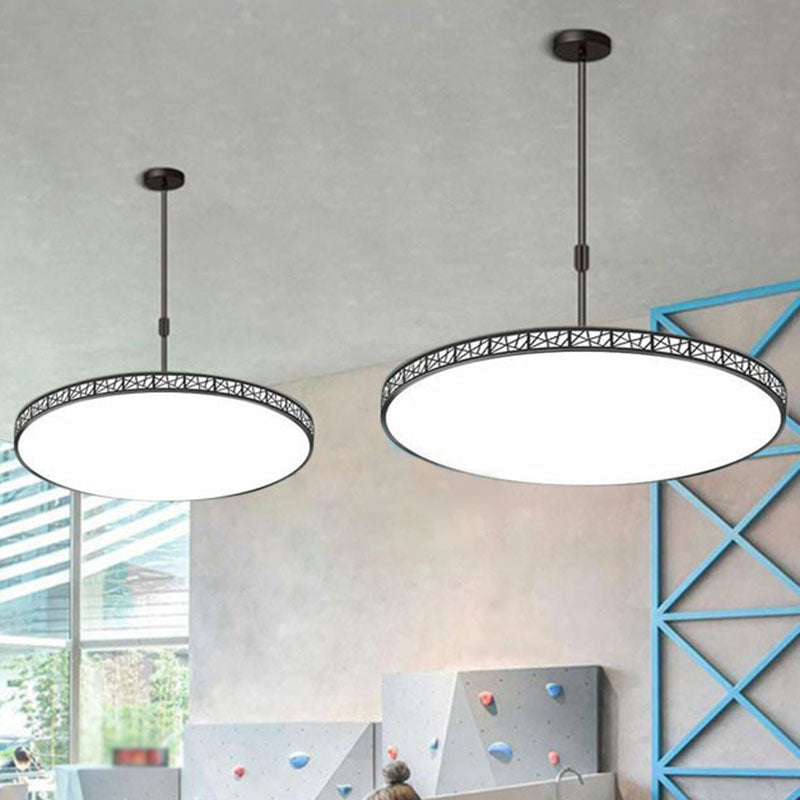 Metallic Hollow-Carved LED Suspension Light Modern Style Chandelier Lighting for Conference Room Clearhalo 'Ceiling Lights' 'Chandeliers' 'Modern Chandeliers' 'Modern' Lighting' 2252845