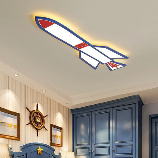 Rocket Child Room LED Flush Mount Light Acrylic Simplicity Ceiling Light Flush Mount in Blue Blue Clearhalo 'Ceiling Lights' 'Close To Ceiling Lights' 'Close to ceiling' 'Flush mount' Lighting' 2252916