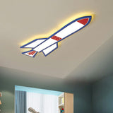 Rocket Child Room LED Flush Mount Light Acrylic Simplicity Ceiling Light Flush Mount in Blue Clearhalo 'Ceiling Lights' 'Close To Ceiling Lights' 'Close to ceiling' 'Flush mount' Lighting' 2252917