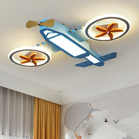 Plane Acrylic LED Flush Mount Light Simplicity Blue Flush Mount Ceiling Light in Third Gear for Child Room Blue Clearhalo 'Ceiling Lights' 'Close To Ceiling Lights' 'Close to ceiling' 'Flush mount' Lighting' 2252959