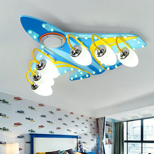 Blue Aircraft Flush Mount Lighting Kids Style Metal LED Flush Mount Fixture for Nursery Clearhalo 'Ceiling Lights' 'Close To Ceiling Lights' 'Close to ceiling' 'Flush mount' Lighting' 2252971