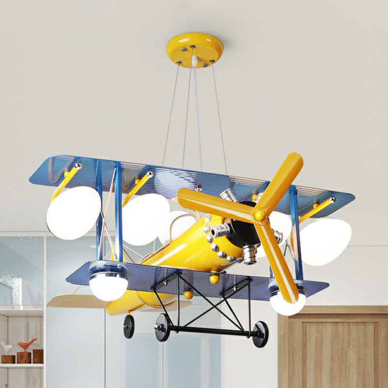 Jet Shape Child Room Chandelier Pendant Light Metallic Cartoon LED Ceiling Light in Yellow Clearhalo 'Ceiling Lights' 'Chandeliers' Lighting' options 2253066