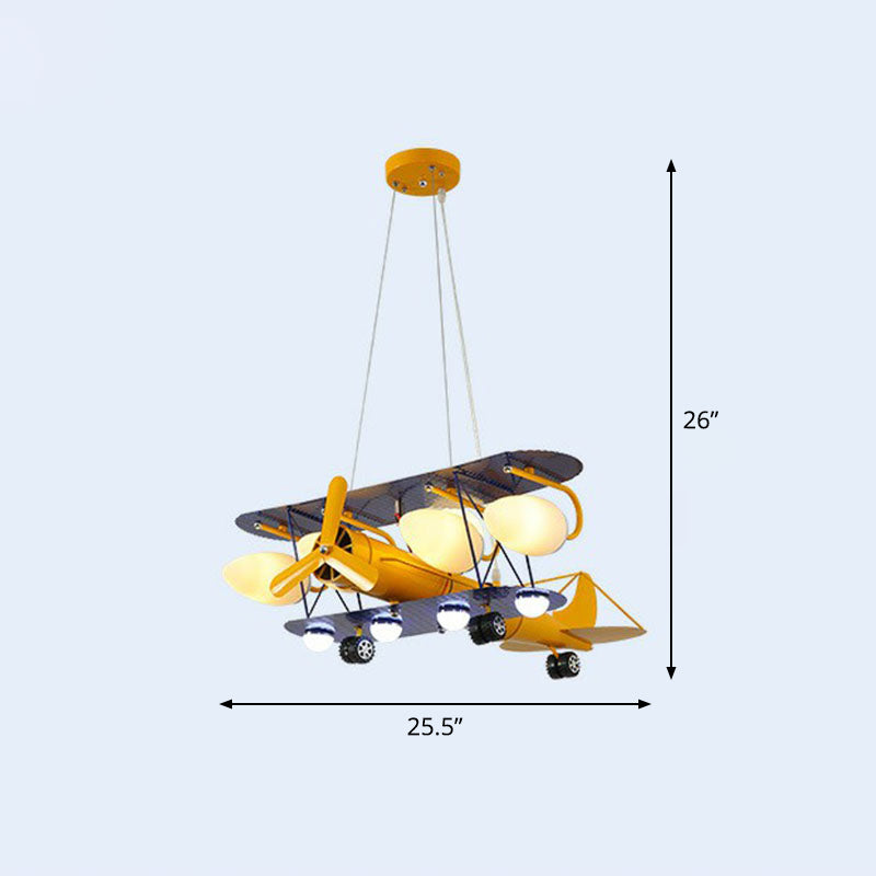 Metallic Jet Plane Chandelier Lamp Cartoon Yellow LED Hanging Light for Kindergarten Yellow Clearhalo 'Ceiling Lights' 'Chandeliers' Lighting' options 2253070_04d504c0-5a04-4299-8bc1-084cc87b8e43