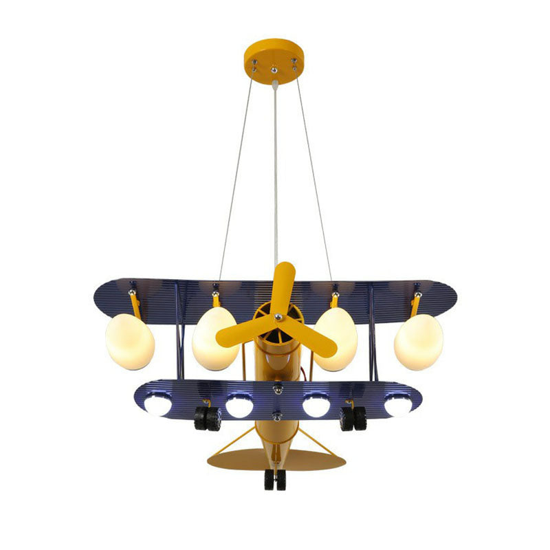 Metallic Jet Plane Chandelier Lamp Cartoon Yellow LED Hanging Light for Kindergarten Clearhalo 'Ceiling Lights' 'Chandeliers' Lighting' options 2253073