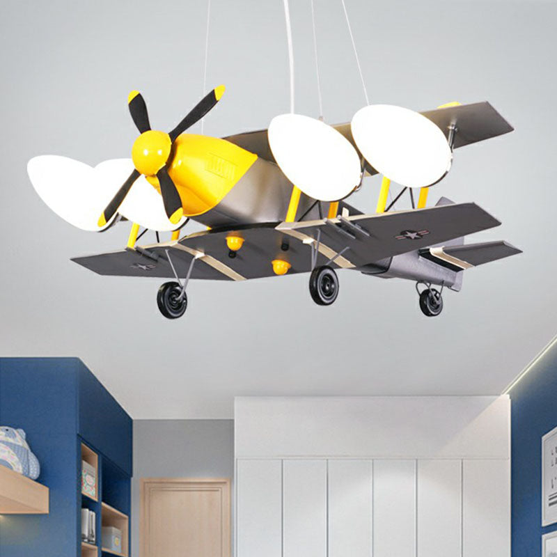 Jet Shape Metallic LED Suspension Lighting Childrens Grey Chandelier Light for Child Room Clearhalo 'Ceiling Lights' 'Chandeliers' Lighting' options 2253075