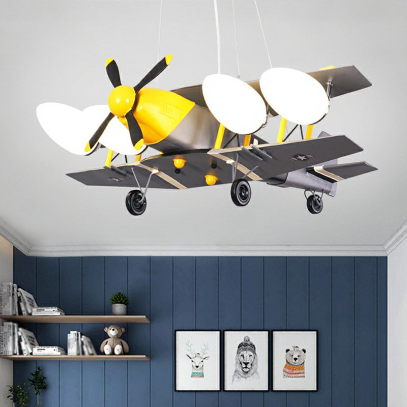 Jet Shape Metallic LED Suspension Lighting Childrens Grey Chandelier Light for Child Room Clearhalo 'Ceiling Lights' 'Chandeliers' Lighting' options 2253077