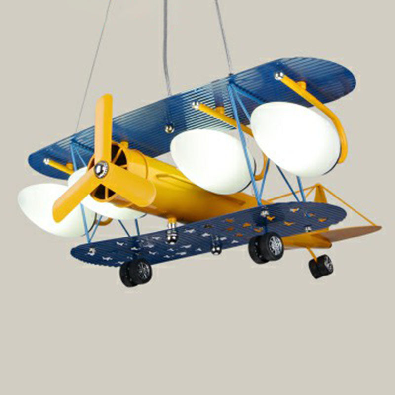 Jet Plane LED Suspension Light Kids Style Metallic Yellow Chandelier Lighting Fixture Clearhalo 'Ceiling Lights' 'Chandeliers' Lighting' options 2253082