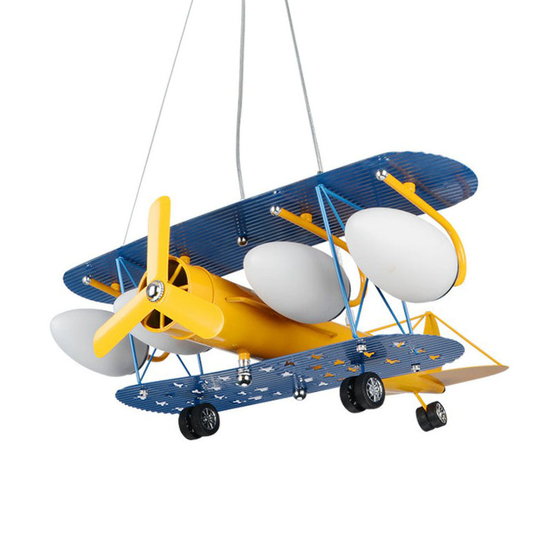 Jet Plane LED Suspension Light Kids Style Metallic Yellow Chandelier Lighting Fixture Clearhalo 'Ceiling Lights' 'Chandeliers' Lighting' options 2253087