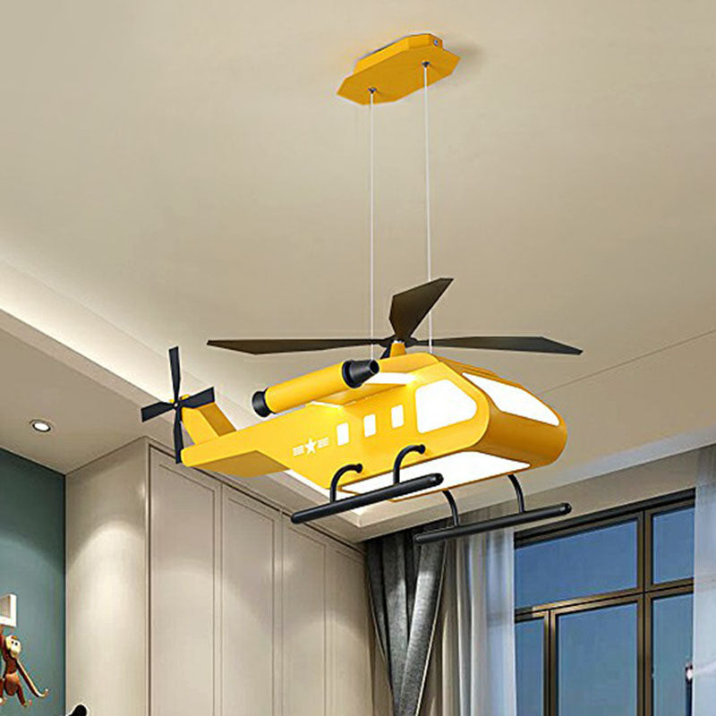 Kids Helicopter Chandelier Pendant Light Metallic Bedroom LED Ceiling Light with Acrylic Shade Clearhalo 'Ceiling Lights' 'Chandeliers' Lighting' options 2253094