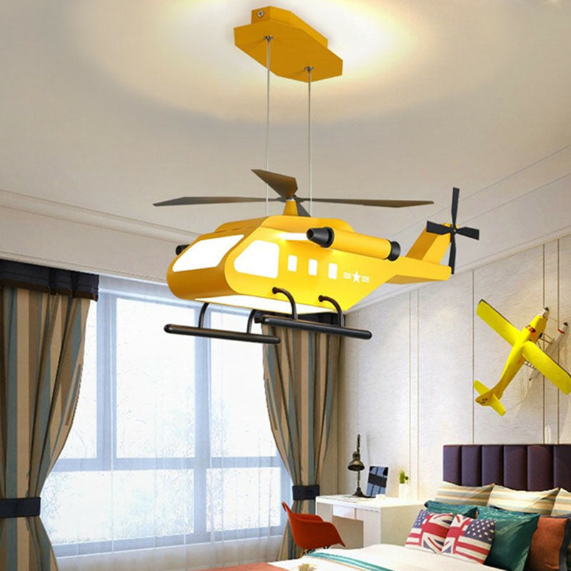 Kids Helicopter Chandelier Pendant Light Metallic Bedroom LED Ceiling Light with Acrylic Shade Clearhalo 'Ceiling Lights' 'Chandeliers' Lighting' options 2253097