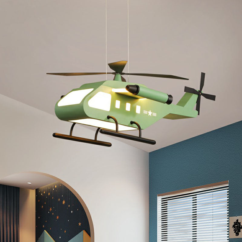 Kids Helicopter Chandelier Pendant Light Metallic Bedroom LED Ceiling Light with Acrylic Shade Clearhalo 'Ceiling Lights' 'Chandeliers' Lighting' options 2253101