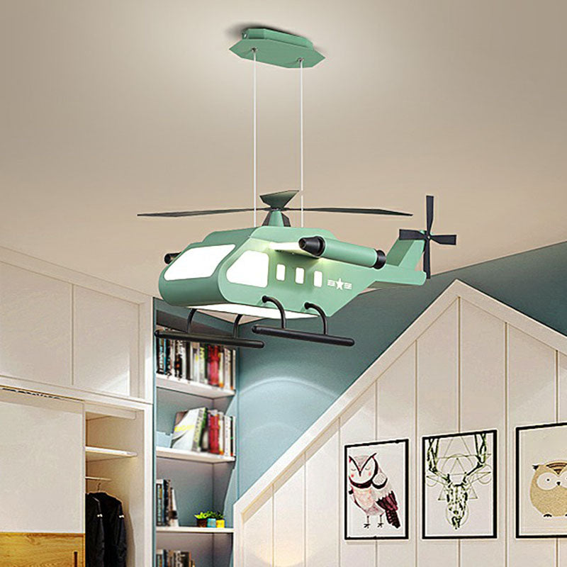 Kids Helicopter Chandelier Pendant Light Metallic Bedroom LED Ceiling Light with Acrylic Shade Clearhalo 'Ceiling Lights' 'Chandeliers' Lighting' options 2253102