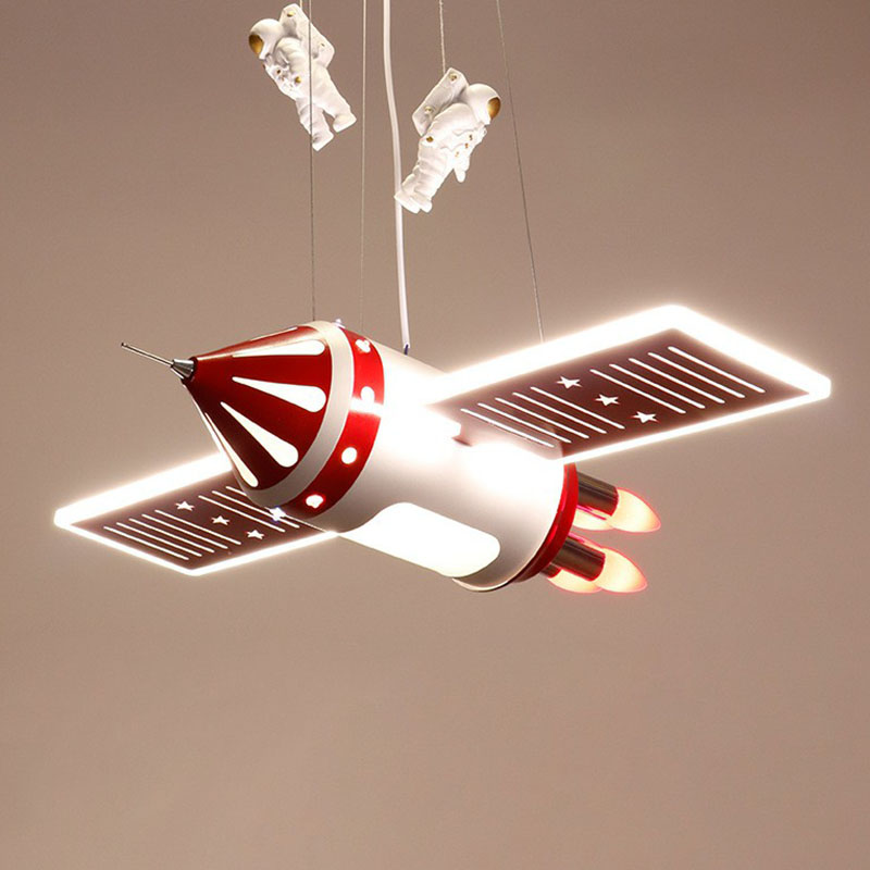 Satellite Chandelier Lamp Modern Acrylic Child Room LED Hanging Light with Decorative Astronaut Red Clearhalo 'Ceiling Lights' 'Chandeliers' Lighting' options 2253104_65ac297c-15ef-431c-b544-70c1daa994fa