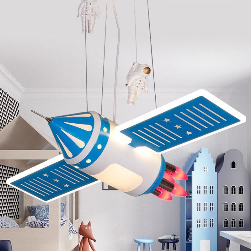 Satellite Chandelier Lamp Modern Acrylic Child Room LED Hanging Light with Decorative Astronaut Clearhalo 'Ceiling Lights' 'Chandeliers' Lighting' options 2253105