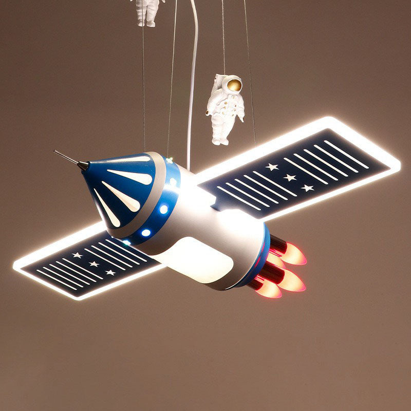 Satellite Chandelier Lamp Modern Acrylic Child Room LED Hanging Light with Decorative Astronaut Blue Clearhalo 'Ceiling Lights' 'Chandeliers' Lighting' options 2253106_3ce7a978-e866-405a-b8ba-dd27d9c74a13