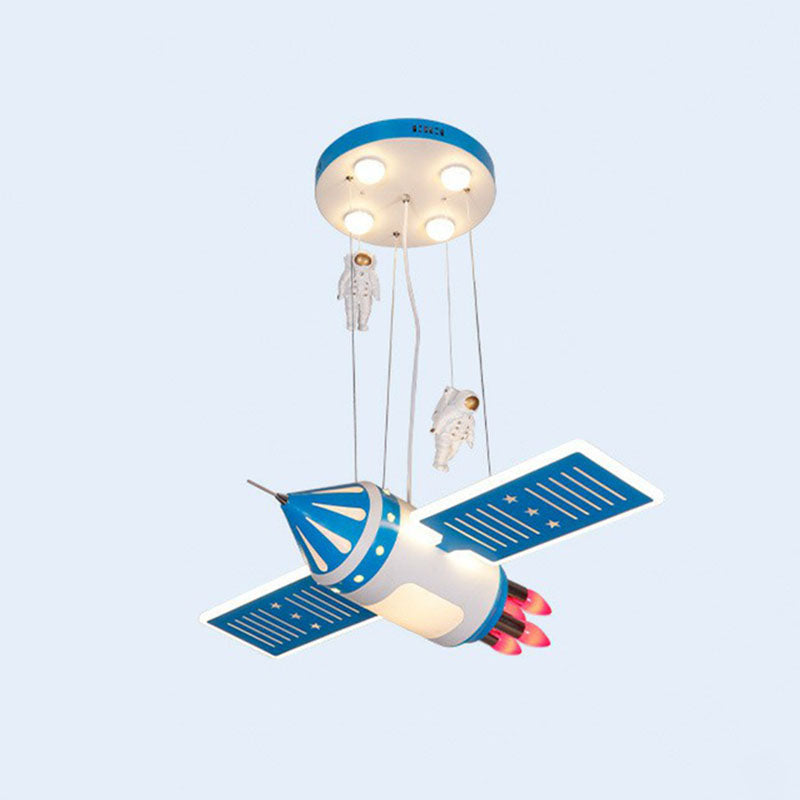 Satellite Chandelier Lamp Modern Acrylic Child Room LED Hanging Light with Decorative Astronaut Clearhalo 'Ceiling Lights' 'Chandeliers' Lighting' options 2253109