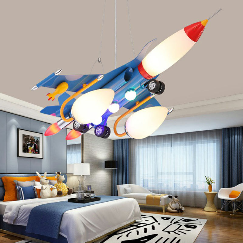 Metallic Aircraft LED Suspension Lighting Contemporary Blue Chandelier Light for Nursery Clearhalo 'Ceiling Lights' 'Chandeliers' Lighting' options 2253110