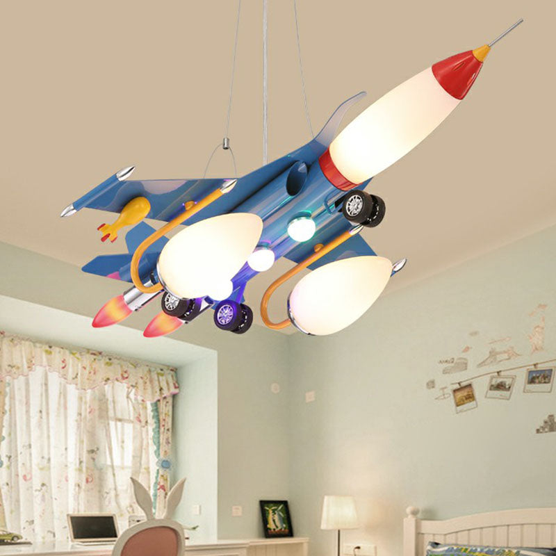 Metallic Aircraft LED Suspension Lighting Contemporary Blue Chandelier Light for Nursery Clearhalo 'Ceiling Lights' 'Chandeliers' Lighting' options 2253111