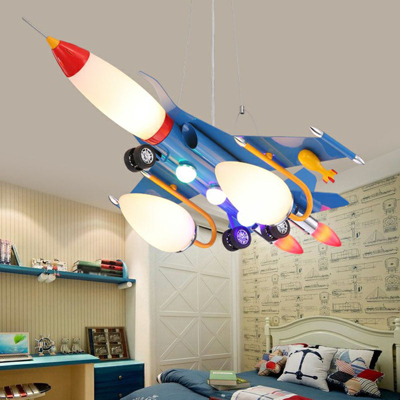 Metallic Aircraft LED Suspension Lighting Contemporary Blue Chandelier Light for Nursery Clearhalo 'Ceiling Lights' 'Chandeliers' Lighting' options 2253113