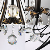 Tiered Candle Chandelier Pendant Traditional Iron 6/8/12 Lights Black Hanging Pendant Light with Crystal Drops Clearhalo 'Ceiling Lights' 'Chandeliers' 'Modern Chandeliers' 'Modern' Lighting' 225311