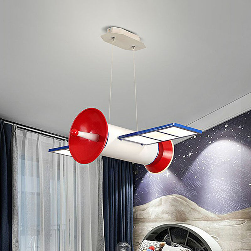 Space Satellite LED Ceiling Lighting Childrens Acrylic Bedroom Chandelier Light Fixture in Red Clearhalo 'Ceiling Lights' 'Chandeliers' Lighting' options 2253121