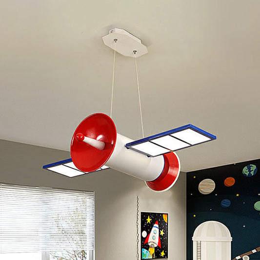 Space Satellite LED Ceiling Lighting Childrens Acrylic Bedroom Chandelier Light Fixture in Red Clearhalo 'Ceiling Lights' 'Chandeliers' Lighting' options 2253122