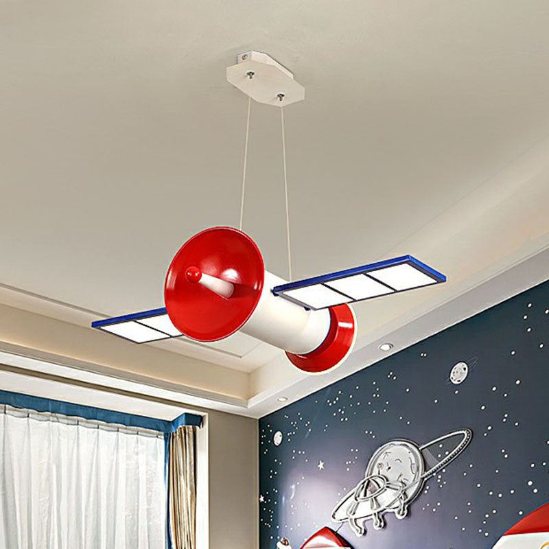 Space Satellite LED Ceiling Lighting Childrens Acrylic Bedroom Chandelier Light Fixture in Red Clearhalo 'Ceiling Lights' 'Chandeliers' Lighting' options 2253123