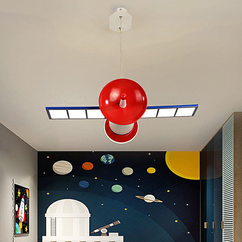 Space Satellite LED Ceiling Lighting Childrens Acrylic Bedroom Chandelier Light Fixture in Red Clearhalo 'Ceiling Lights' 'Chandeliers' Lighting' options 2253124