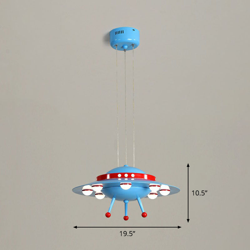 Flying Saucer Child Room Chandelier Pendant Light Acrylic Cartoon LED Ceiling Light Blue 19.5" Warm Clearhalo 'Ceiling Lights' 'Chandeliers' Lighting' options 2253136_9f78346c-d576-4def-9a94-2ac4720db388